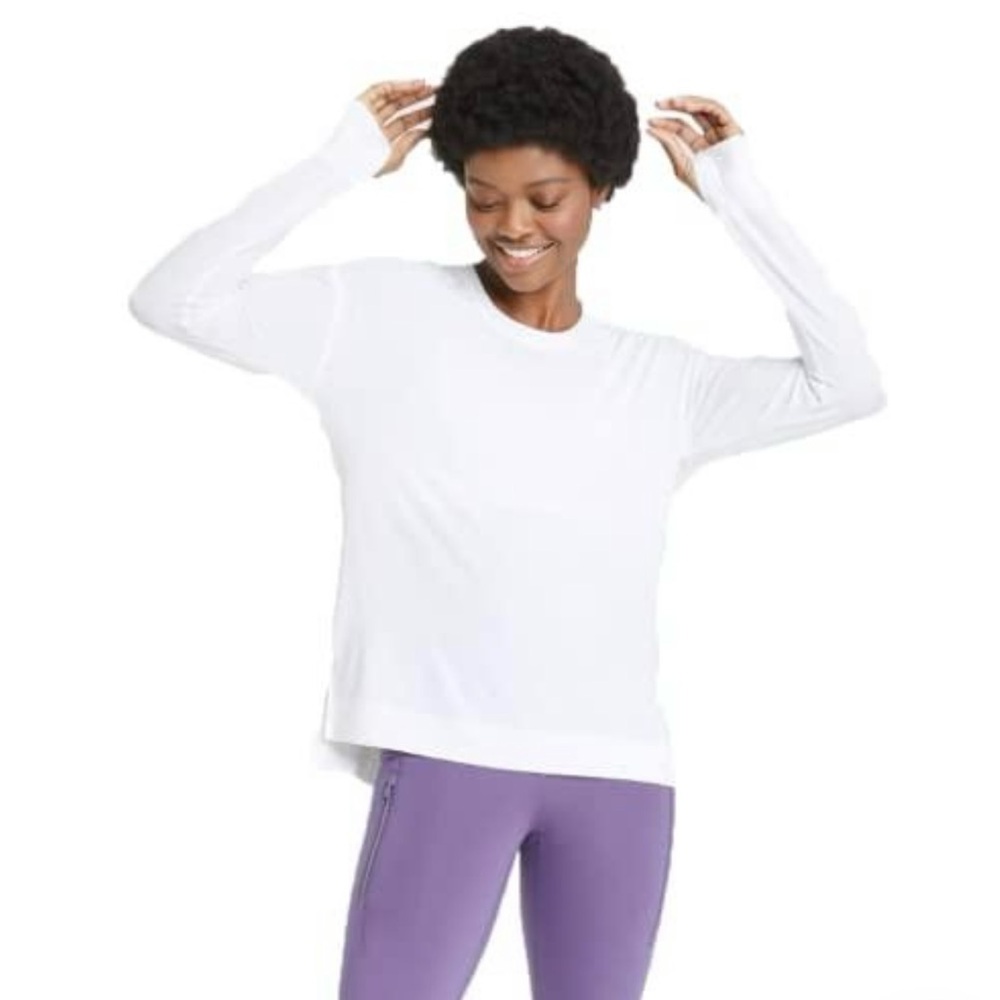 All In motion Women’s Studio Relaxed Long Sleeve T-Shirt Size Large color White